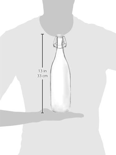 MACHAK Glass Water Bottle For Fridge With Flip Cap, 1 Litre, Transparent (Set of 2)