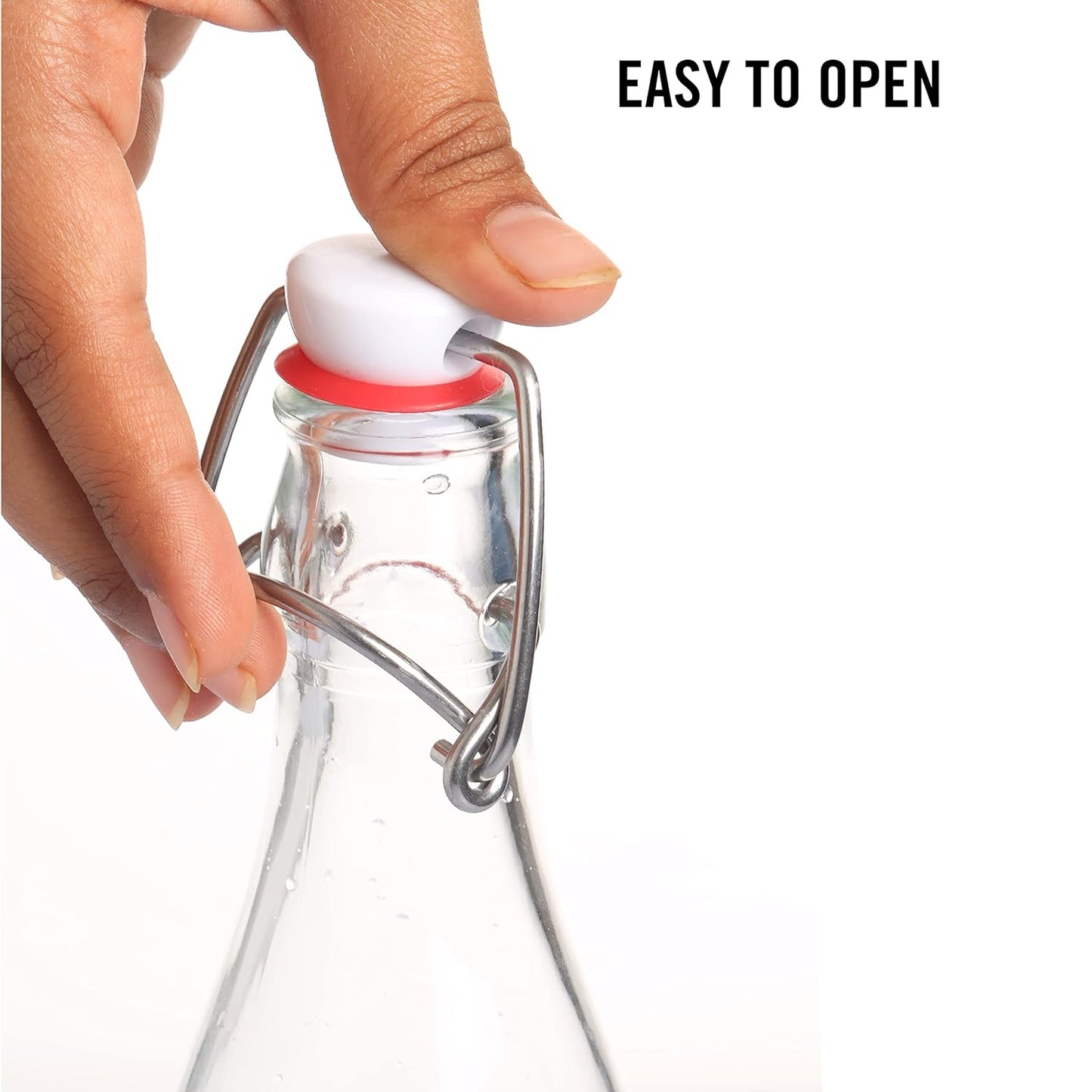Machak Glass Water Bottle For Fridge With Flip Cap, 1 Litre, Transparent (Set of 4)