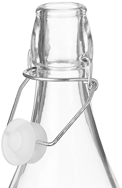 MACHAK Glass Water Bottle For Fridge With Flip Cap, 1 Litre, Transparent (Set of 2)