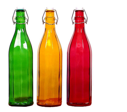 Machak Colhexa Glass Bottles for Water Kitchen 1litre Multicolor