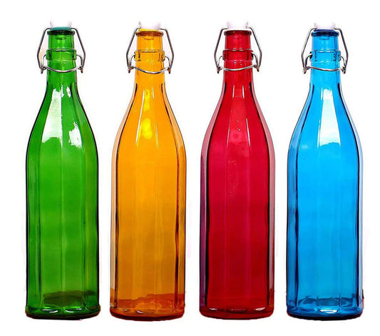 Machak Colhexa Glass Bottles for Water Kitchen 1litre Multicolor