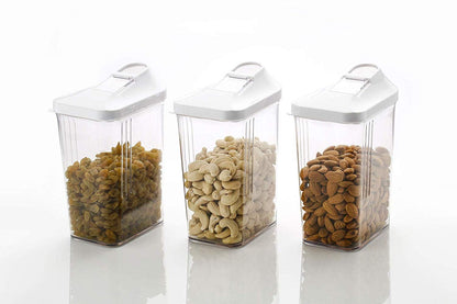 Machak Easy Flow Plastic Kitchen Storage Jars & Container Set, Transparent Set of 6, (1100ml)