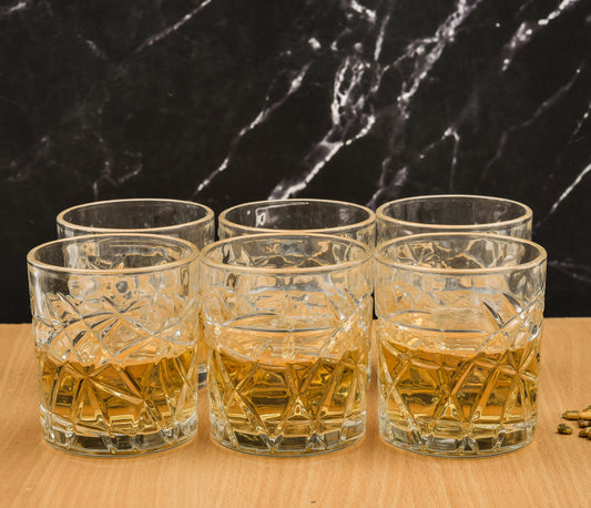 MACHAK Whiskey Glasses Set of 6, 250 ML  Bar Glass for Drinking Bourbon, Whisky, Scotch, Cocktails (Transparent)