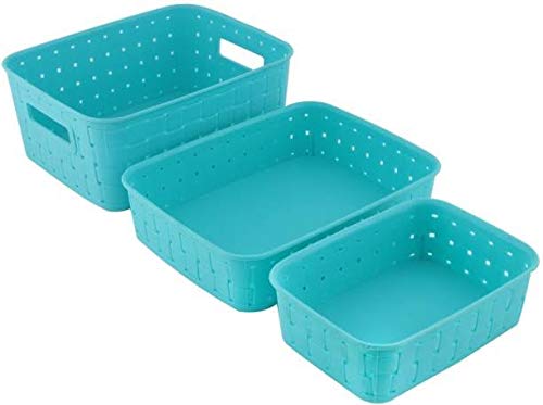 Machak Multipurpose Storage Basket Shelf Organiser Set (3 Pieces) (Blue)