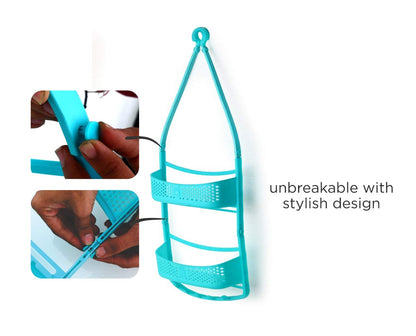 Machak Hanging Shower Caddy Hanger With Adjustable Arms Bathroom Shelf (3 Layer, Turquoise)