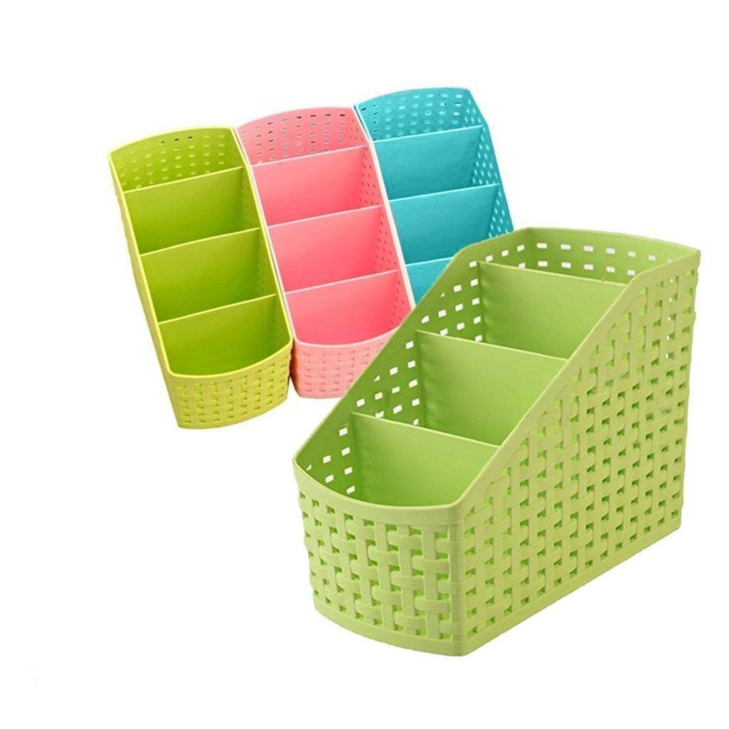 Machak Compact 2 Piece Plastic Storage Basket Stationary box, 17x13 x9 cm ( Assorted Color) (2)