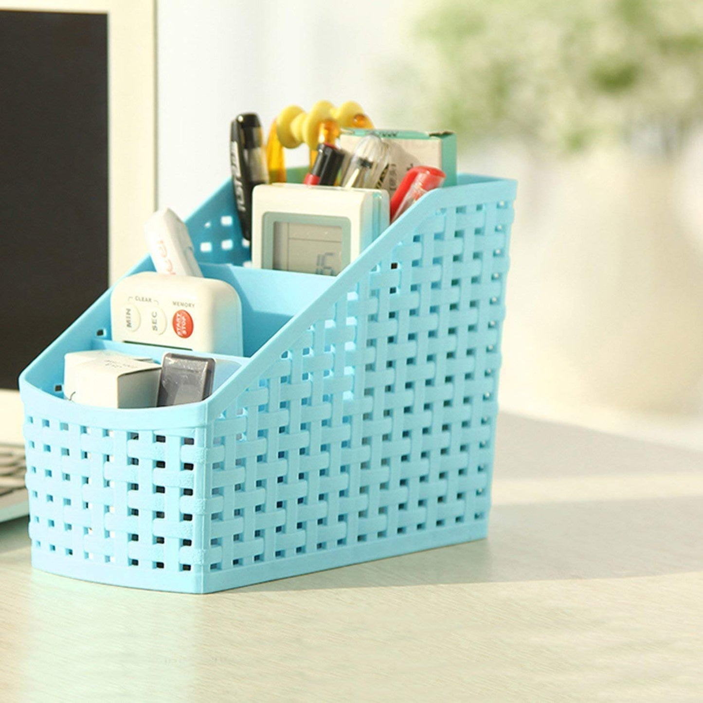 Machak Compact 2 Piece Plastic Storage Basket Stationary box, 17x13 x9 cm ( Assorted Color) (2)