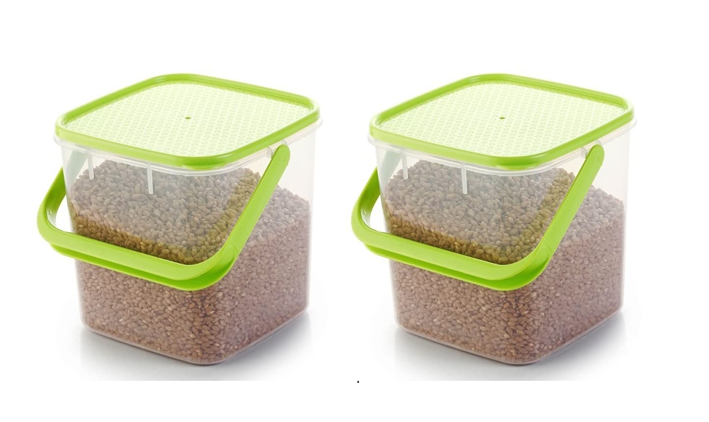 Machak Plastic Storage Basket For Kitchen & Clothes, Organizer With Handle, Green