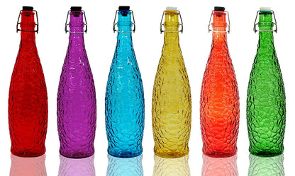 Machak Crick Glass Water Bottle For Fridge 1 ltr, Multicolour Color