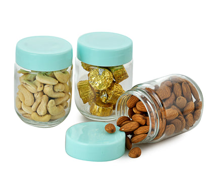 Machak Glass Storage Jars with Lids Food Storage Jars Canisters Kitchen Containers Set With Plastic Cap, 200 ML
