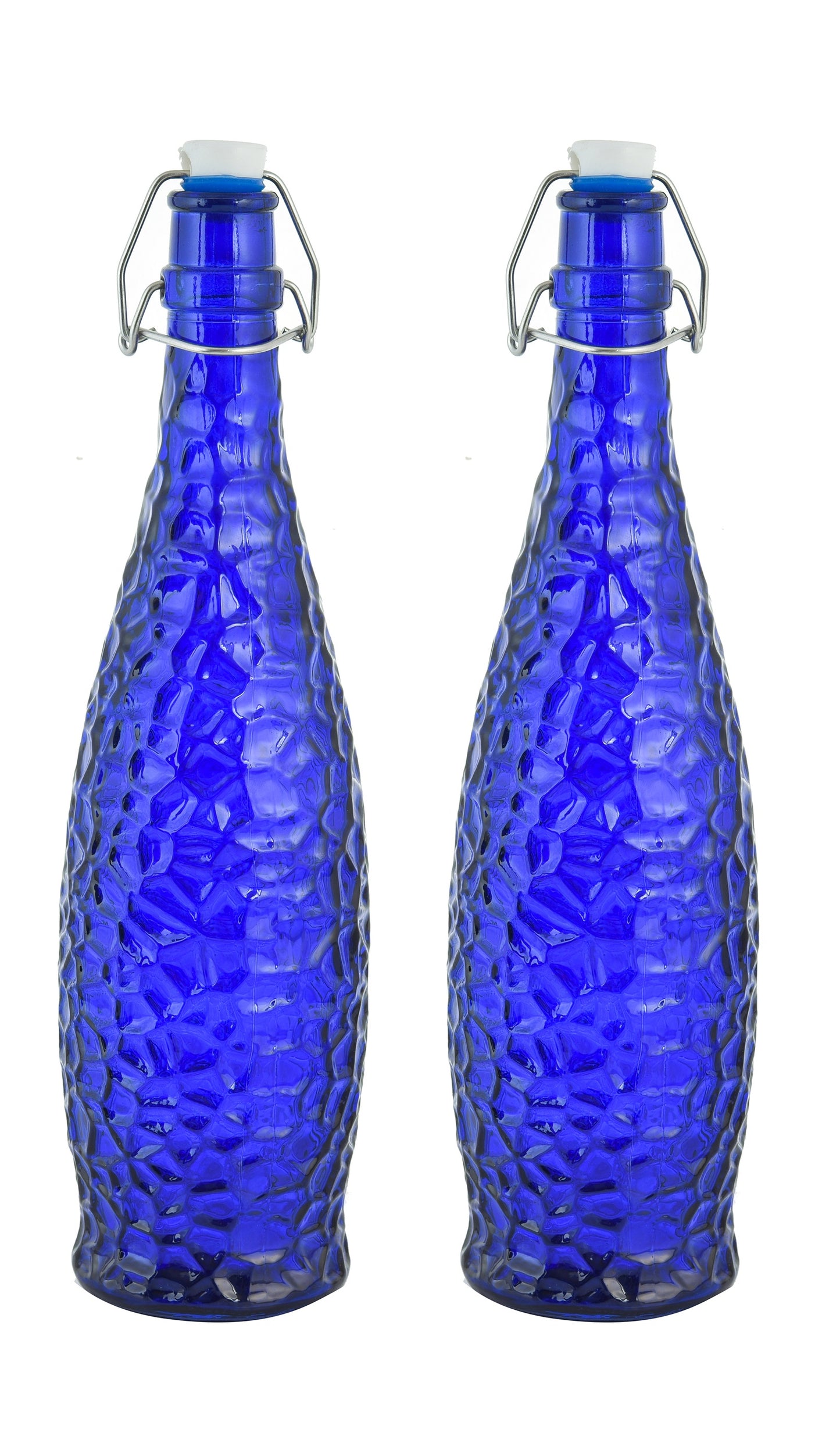 MACHAK Crick Glass Water Bottle For Fridge 1 litre, Dark Blue