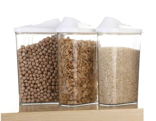 Machak Easy Flow Plastic Kitchen Storage Jars & Container Set, Transparent (3, 1100ml)