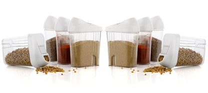 Machak Easy Flow Kitchen Plastic Container Set, Storage Container, Transparent (Set of 8, 250ml)