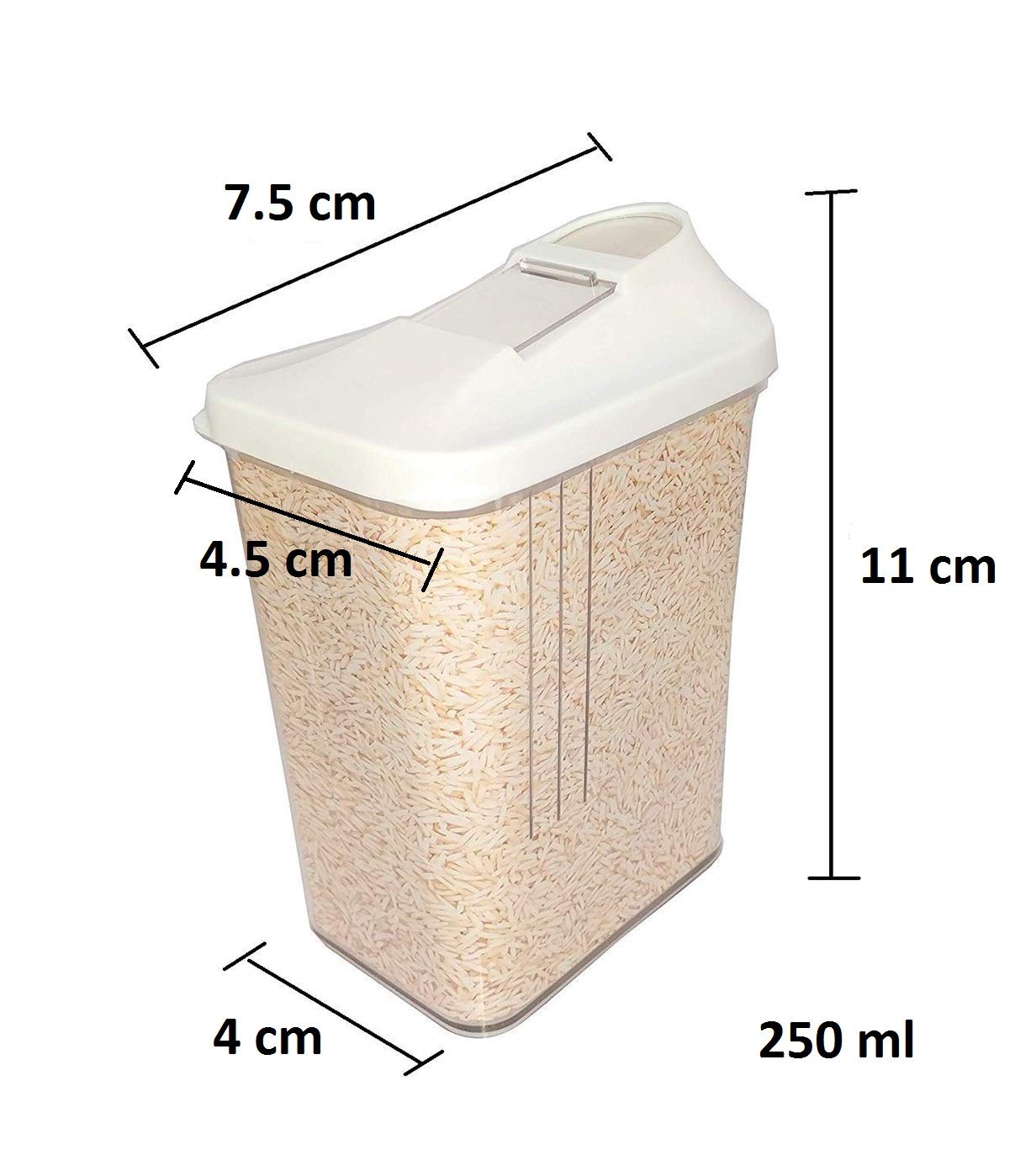 Machak Easy Flow Kitchen Plastic Container Set, Storage Container, Transparent (Set of 8, 250ml)