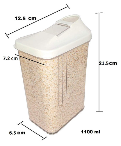 Machak Easy Flow Plastic Kitchen Storage Jars & Container Set, Transparent (3, 1100ml)