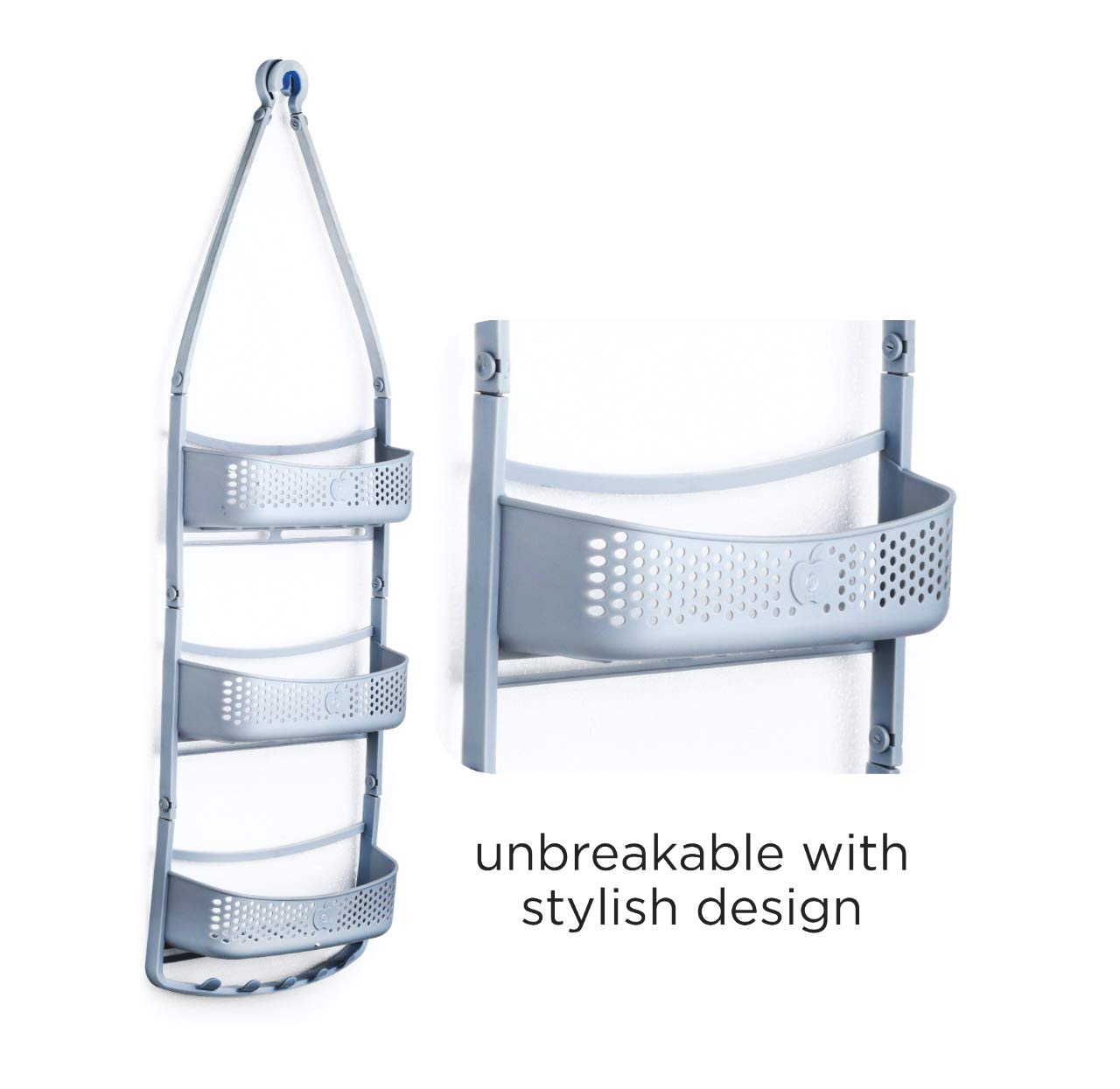 Machak Hanging Shower Caddy Organiser Hanger With Adjustable Arms For Bathroom (3 Layer, Grey)