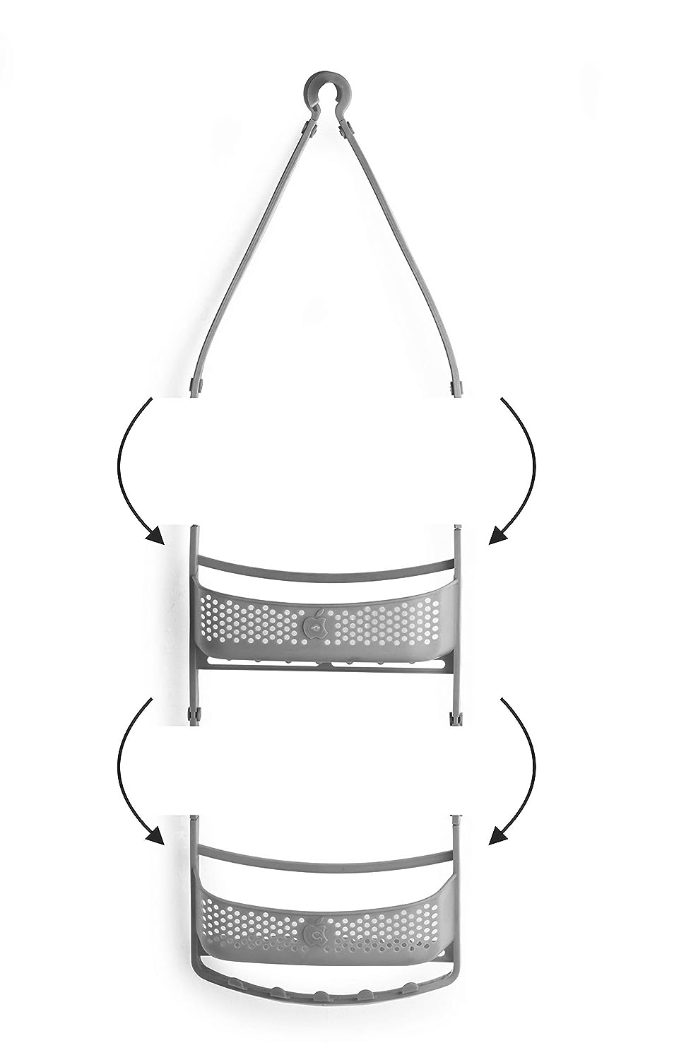 Machak Plastic Hanging Shower Caddy Hanger With Adjustable Arms Bathroom Shelf (2 Layer, Grey)