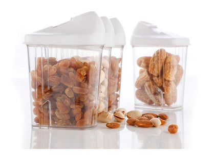 Machak Easy Flow Plastic Kitchen Storage Jars & Container Set, Transparent (Set of 12-250ml)