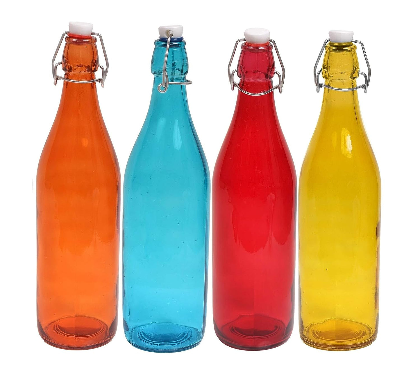 MACHAK Baatli Glass Water Bottle - 1 litre (Set of 4, Multicolour)