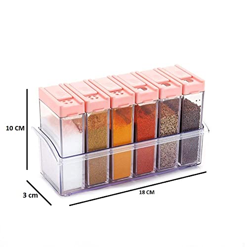 Machak Mini 'Spice Jar 6 Pcs Set, Easy Flow Storage, Idle for Kitchen |Storage Box Container | (Color May Vary) (Plastic)