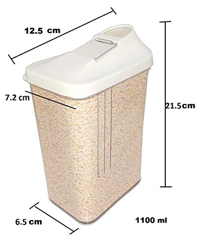 Machak Easy Flow Plastic Kitchen Storage Jars & Container Set, Transparent Set of 6, (1100ml)