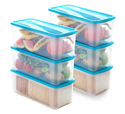 Machak Plastic Big Storage Boxes For Kitchen Grocery Containers, 4 litres (Brown, 4 Pc)