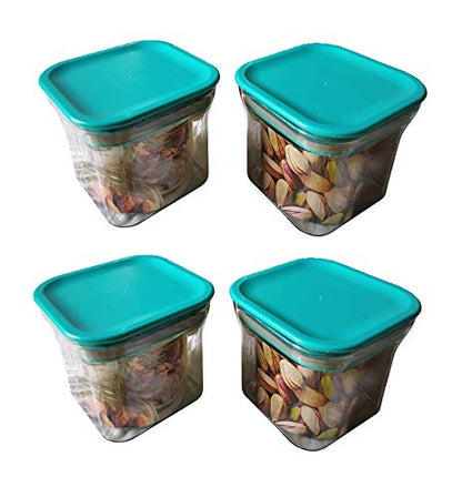 Machak Unbreakable Air Tight Food Storage Jar Kitchen Container Set, 600ml (Green, Set of 12)