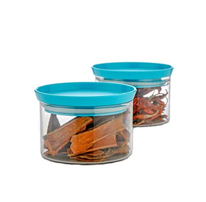 Machak Plastic Xcllent Containers Set For Kitchen Airtight Container Set of 6, Unbreakable (300 Ml, Turquoise Blue)