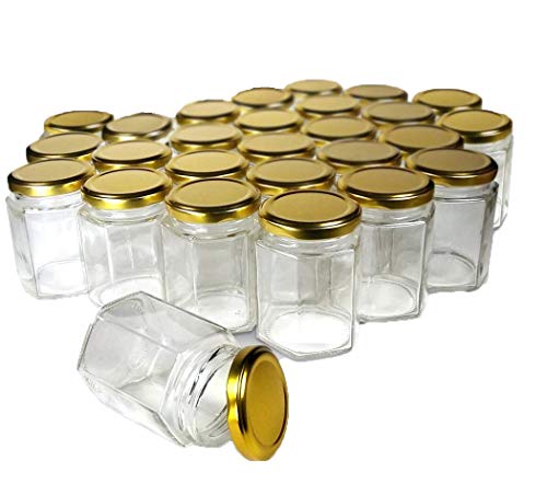 Machak Hexagon Glass Jar Storage Container with Air Tight Lid,Transparent, 260 ml